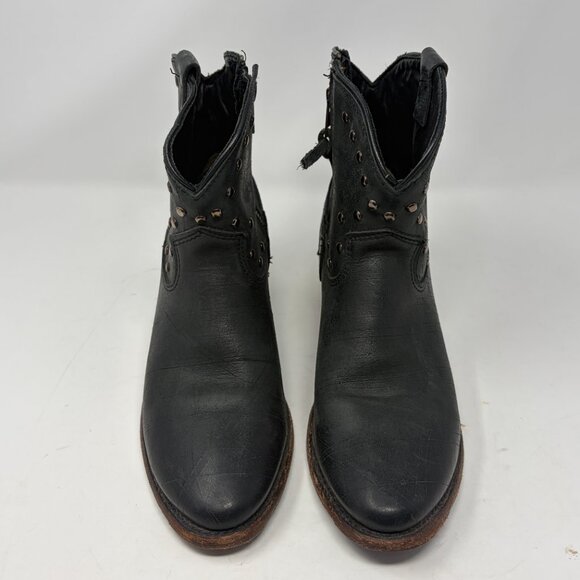 Vintage Shoe Co. women's western ankle boots 8 medium black studs leather - Picture 3 of 15